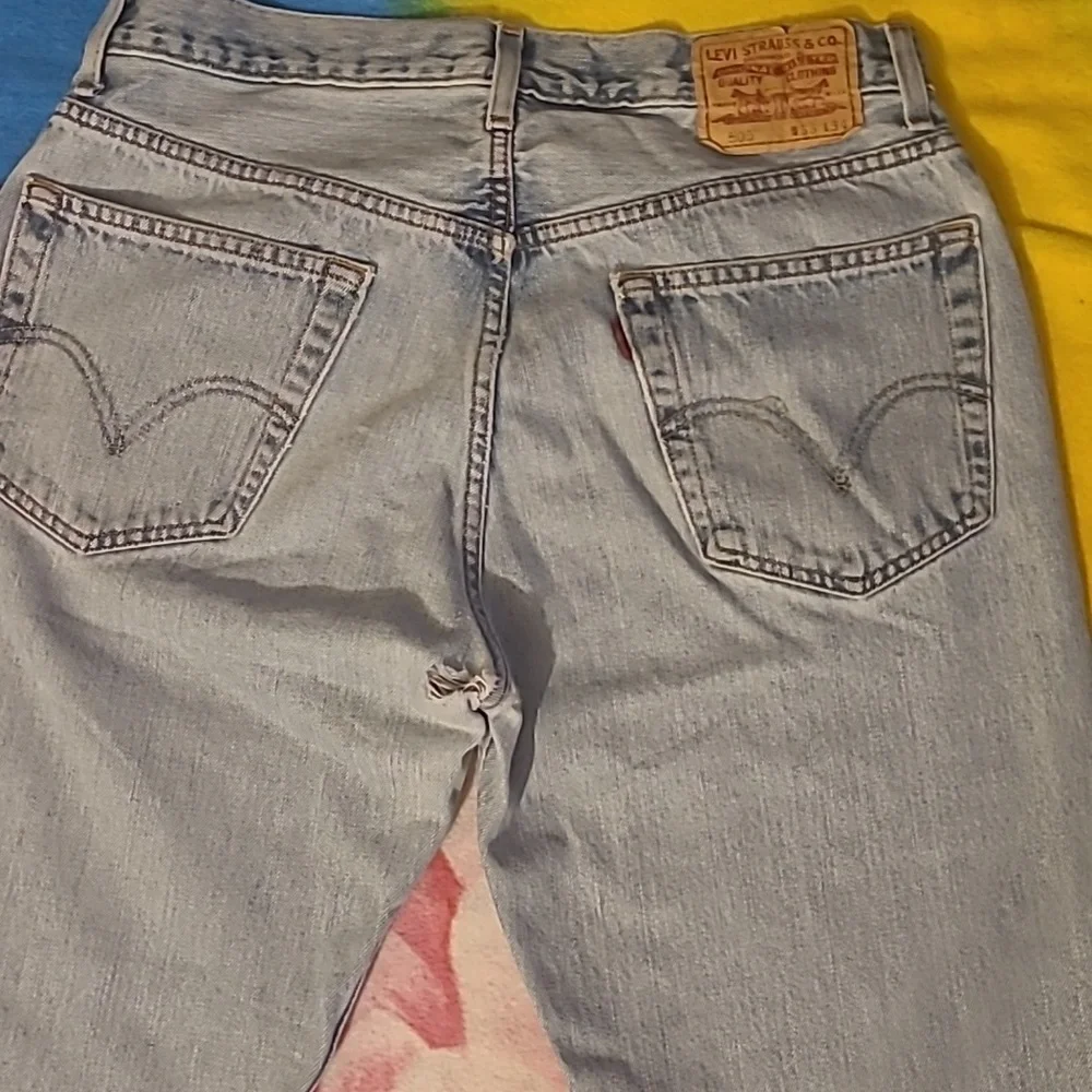 Levi’s 505 Vintage 90's Denim Faded Thrashed Blue Jeans Straight Leg 31 x 32